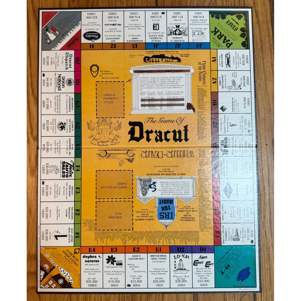 Vintage Wheeler Dealer The Game of Dracut Massachusetts Board Game Monopoly Like